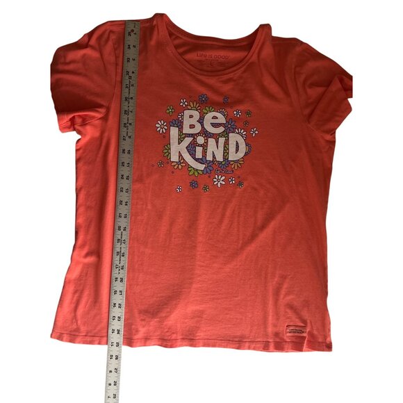 Life Is Good Womens Be Kind Coral Graphic T-Shirt L 100% Cotton Short Sleeve - Picture 6 of 7